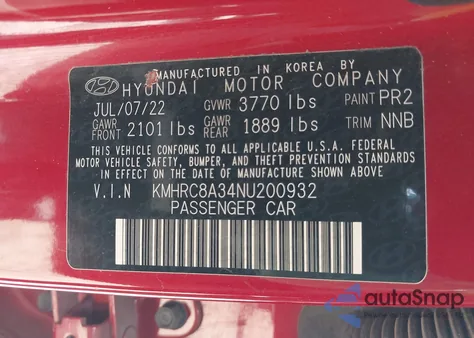 2022 Hyundai Venue Sel from USA, damaged, VIN KMHRC8A34NU200932